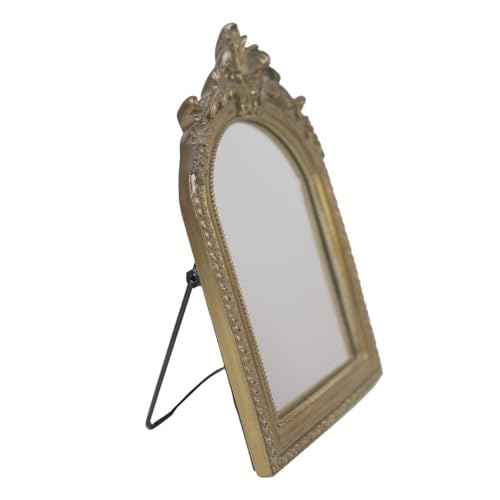 Bronze Vintage Vanity Desk Makeup Mirror Antique Decorative Wall Mirror,Resin Carved Arched Mirror for Living Room,Bedroom Dresser,Home Decor ? (Medium)