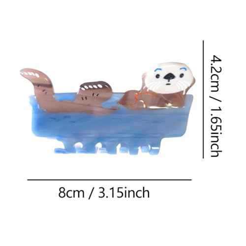 Novelty Otter Hair Clip,Acetate Claw Clips,Cute Hair Clips for Women,Brown