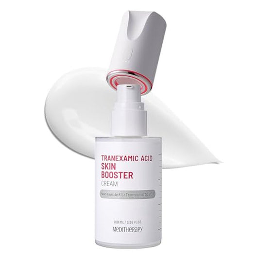 MEDITHERAPY Tranexamic Acid Skin Booster Cream 3.4 Fl Oz - 5% Niacinamide & 3% TXA Korean Face Moisturizer - Gentle Facial Serum Cream with Facial Device for Glass Skin - Radiant Complexion