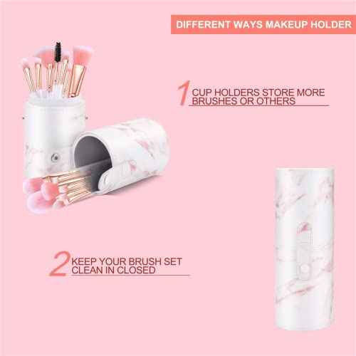 Makeup Brushes Set DUAIU 16PCS Marble Make up Brushes Foundation Eyeshadow Concealer Eyebrow Blush Face Mask Brush Set With Gift Box Make Up Tool£¨Pink)