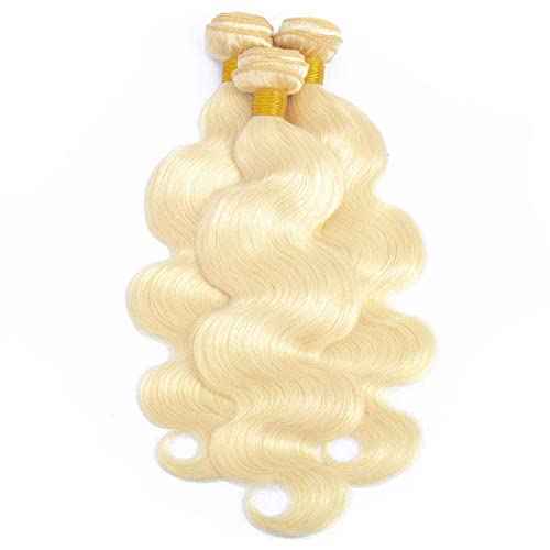 613 Human Hair Bundles Body Wave Blonde Bundles 100% Unprocessed 12A Grade Brazilian Virgin Human Hair 613 Hair Extensions for Women 16 Inch