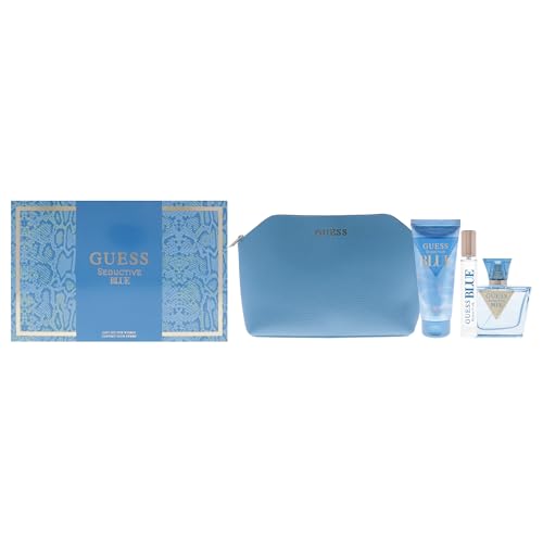 Guess Seductive Blue for Women - 4 Pc Gift Set 2.5oz EDT Spray, 3.4oz Body Lotion, 0.5oz EDT Spray, Pouch
