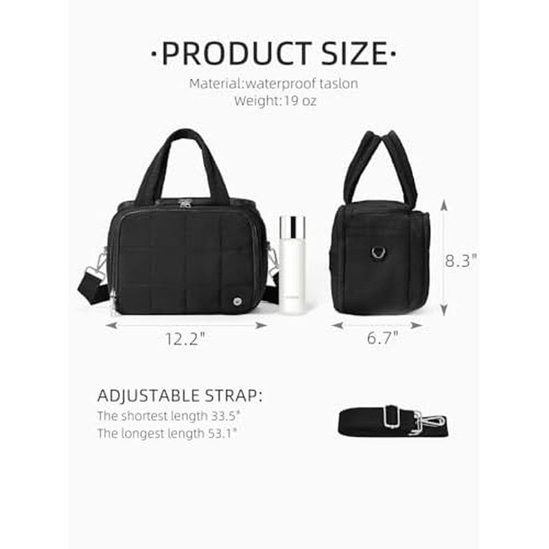 WESTBRONCO Toiletry Bag for Women with Jewelry Organizer, Lightweight Large Travel Toiletry Bag, Puffy Quilted Makeup Bag Organizer for Accessories, Essentials, Cosmetics, Toiletries