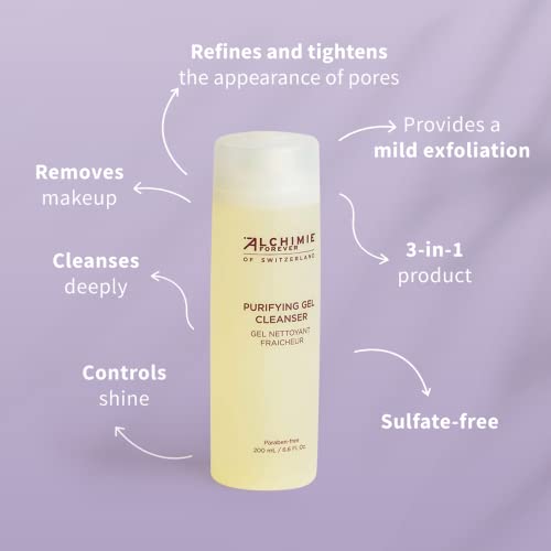 Alchimie Forever Purifying Gel Cleanser antioxidant-rich Facial Cleanser With Anti-Aging Benefits - Natural Ingredients, Perfectly Clean, Radiant, & Healthier-looking Skin 6.6oz