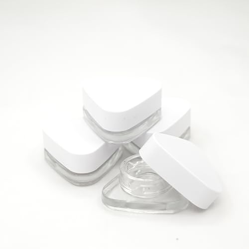 Child Proof 5ml Triangle Jar Glass Containers (60 Pack) - Triangle Jars (White Lid)