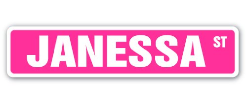 Janessa Street Sign Childrens Name Room Sign | Indoor/Outdoor | 18" Wide