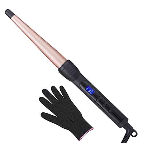 Curling Wand, Professional Ceramic 1/2-1 Inch Tapered Hair Curling Iron, LCD Display with 14 Heat Setting (100¡ÆC to 230¡ÆC), Dual Voltage Instant Heating Hair Wand Curler for All Hair Type