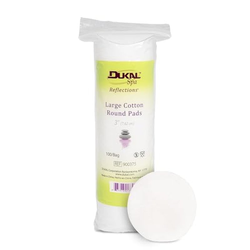 Dukal Reflections Large Cotton Rounds, 3" Spa Pads ? 100 Count (1 Pack) | Soft, Ideal for Skincare & Makeup Removal