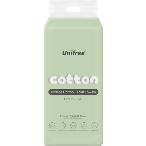 Unifree Facial Tissues I Dry Wipes I Makeup Remover, 8-pack Value Pack, 800 Count