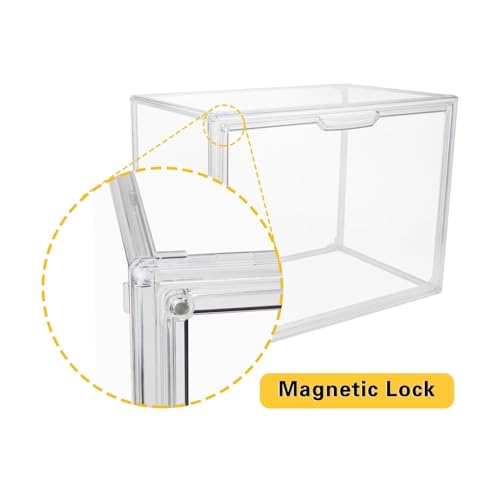 Clear Stackable Plastic Storage Bins with Lid, Dustproof Display Cases, Extra Large Figures Collectibles Showcase, Boot & Shoe Boxes, Helmet Protection Organizer (Clear-XL-1 Pack)