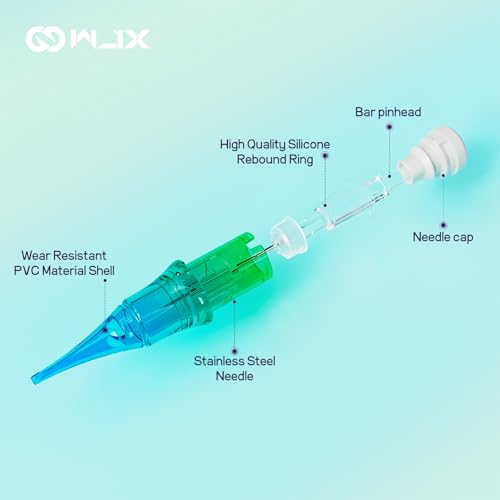 Wjx Ultimate Tattoo Cartridge Needles 50Pcs Mixed Size 0403RL 0803RL 1003RL 1005RL 1203RL 1205RL 1207RS 1207RM 1209RM 1211RM Assorted Disposable Tattoo Needles Fits Different Tattoo Guns