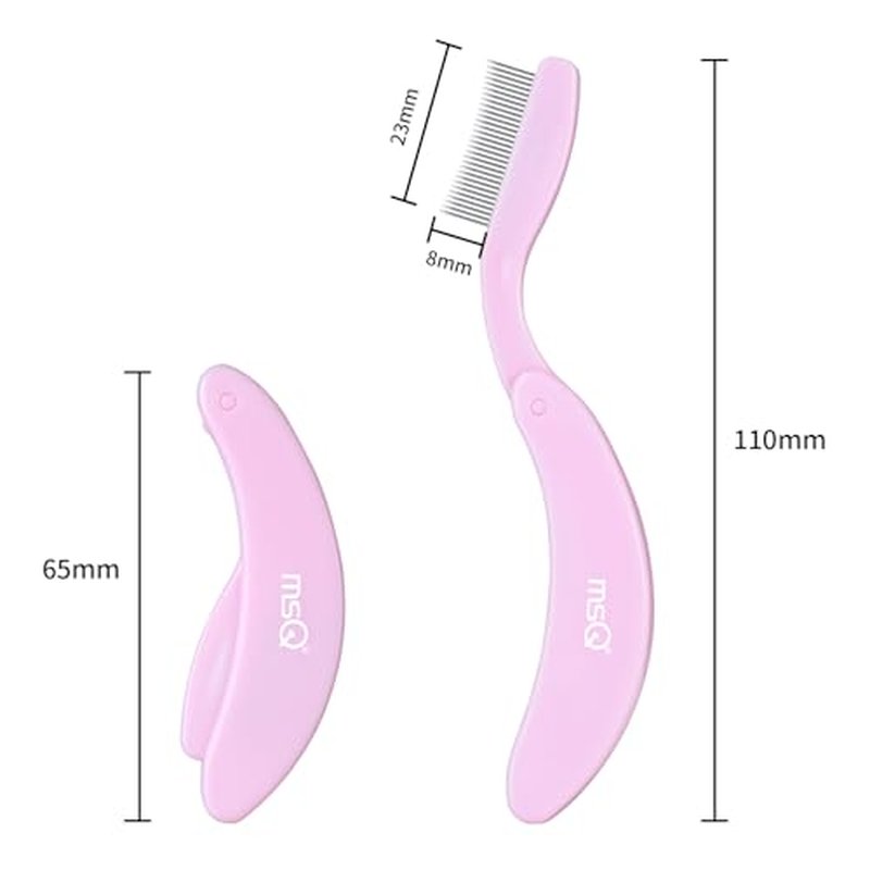 Eyelash Comb MSQ Eyelash Separator Tool Eyelash Comb Separator Folding Eyelash Brush Separator Lash Comb for Eyelash Makeup Brush (Pink)