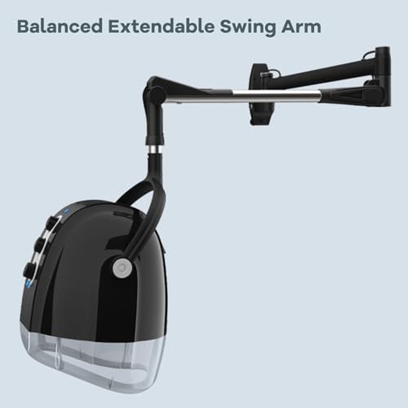 SyyBhb Wall Mount Hooded Salon Hair Dryer, Professional Ionic Hair Color Processor, Temperature & Drying Adjustable, 60-Minute Timing, 52" Extendable Arm, 25lbs Installed on Load Bearing Wall