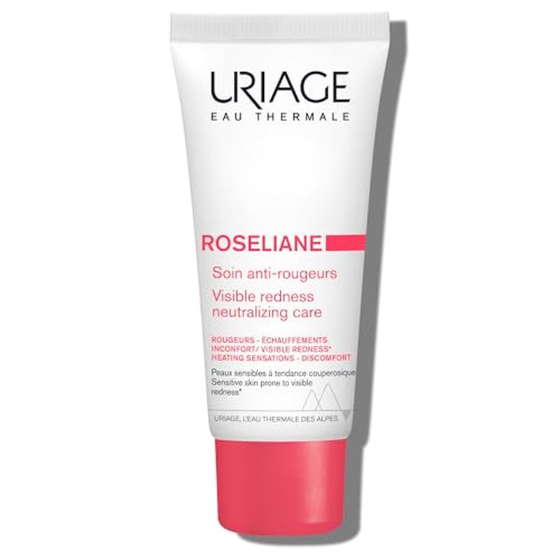 Uriage Roseliane Anti-Redness Cream with Green Pearls, Shea Butter, Ginseng & Algae Extracts | Soothes, Hydrates, Reduces Visible Redness, Paraben-Free, Non-Comedogenic, 40 mL / 1.35 oz
