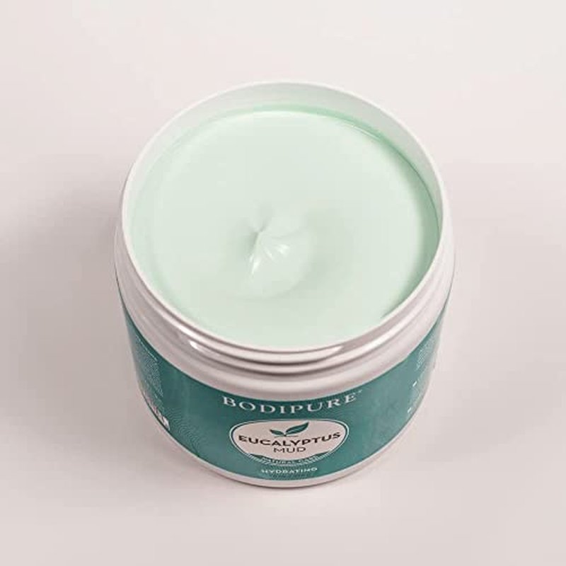Bodipure Eucalyptus Mud Mask for Body - Rich in Eucalyptus, and Active Mud to Firm and Rehydrate Skin - Spa Quality Mud Moisturizing, and Cooling Skin, 16 Ounce