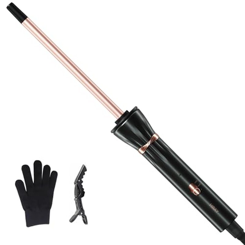 HIRAY 3/8 Inch Curling Iron,9mm Tiny Curling Wand,Ceramic Small Barrel Curling Iron with Adjustable Temperature,Fast Heating,for Short & Long Hair
