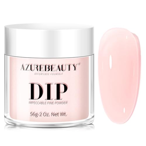 AZUREBEAUTY Translucent Dip Powder - Jelly Baby Pink Color 2Oz/56g, Sheer Rose Pink Neutral Semi-transparent Clear Dipping Powder Crystal French Nail Art Starter Manicure Salon DIY Home Gift