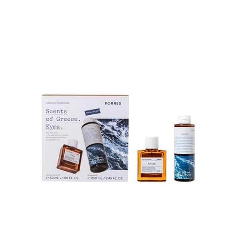 KORRES Kyma Eau De Toilette 1.69 Fl Oz & Shower Gel 8.45 Fl Oz Set, Marine Citrus Scent, Clean Formulas with Aloe & Marshmallow Root Extract, Unisex Body Care, Vegetarian, Cruelty Free, Made in Greece