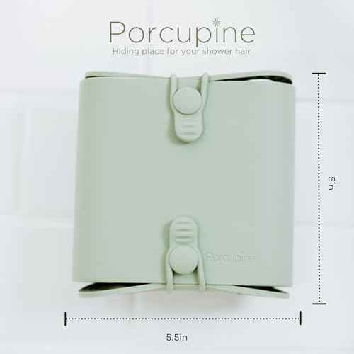 Shower Wall Hair Catcher, Modern Silicone Design Collects & Conceals Hair in Bathroom, Prevents Clogged Drains, Reusable, Removable, Easy to Clean, Heavy Duty Hanger Included (Sage Green)