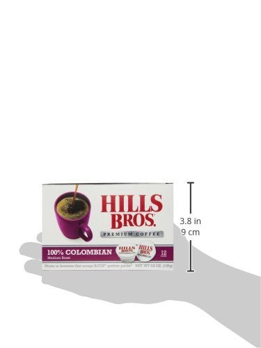 Hills Bros Single Serve Coffee Pods, 100% Colombian Ground Coffee, Medium Roast, 12 Count – Keurig Compatible, Roasted 100% Arabica Beans, Smooth Balanced Flavor