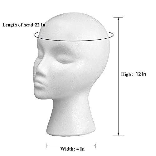 Smilco 11" 3 Pcs Wig Head - Tall Female Foam Mannequin Wig Stand and Holder for Style, Model And Display Hair, Hats and Hairpieces, Mask - for Home, Salon and Travel£¨3 Pieces£©