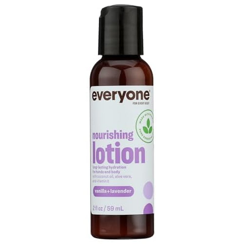 Everyone 2-in-1 Lotion for Hands/Body Travel Size: Vanilla and Lavender, 2 Ounce made with Essential Oils for Men and Women