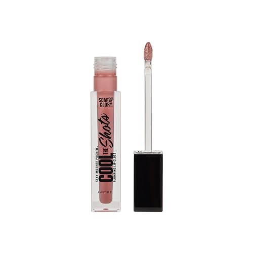 Soap & Glory SMP Cool The Shots Plumping Lip Gloss - Hydrating & Cooling Lip Plumper - Infused with Menthol & Vitamin E - High Shine, Glossy Finish - Vegan & Cruelty-Free - Nude Edition (4ml)