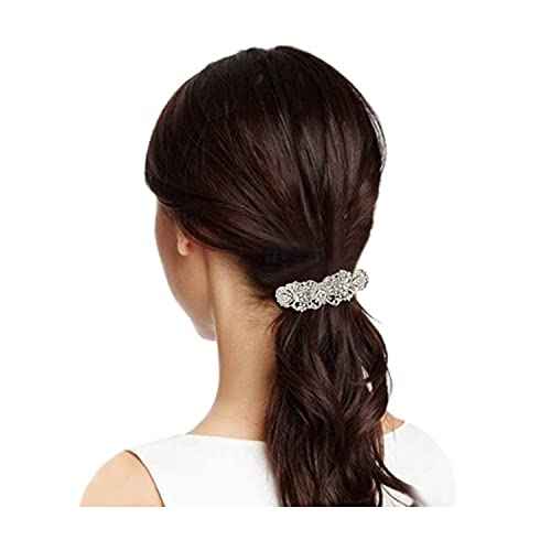 EVER FAITH Silver-Tone Austrian Crystal CZ Art Deco Flower Tear Drop Hair Barrette Clip Clear