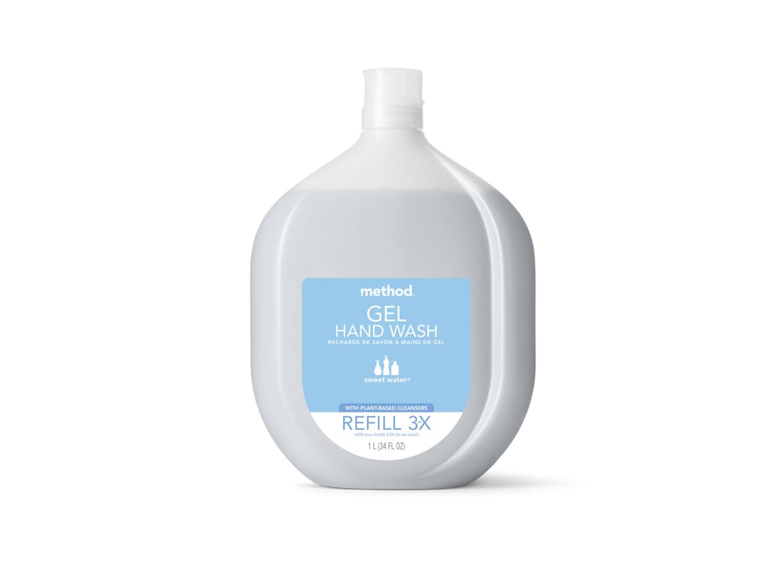 Method 328104 Naturally-Derived Gel Hand Soap Refill, Sweet Water, 34-oz. - Quantity 4