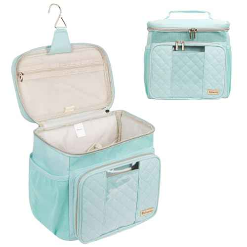 Travel Toiletry Bag for Women, Water Resistant Portable Hanging Toiletry Bags for Traveling, College Dorm, Bathroom, Gym, Shower Caddy, Organizer for Full Sized Bottles, Toiletries (Green)