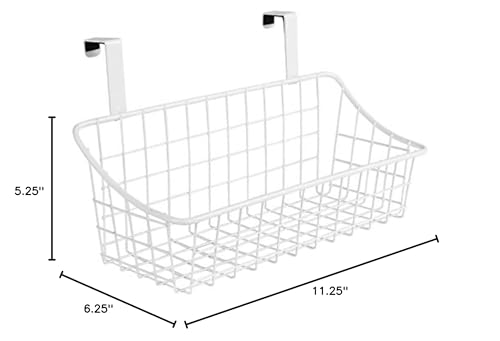 Spectrum Hanging Baskets for Organizing (Small, White) - Grid Over the Cabinet Wire Basket for Kitchen or Bathroom - Door Hanging Storage Organizer for Cleaning Supplies, Washcloths, & Hand Towels