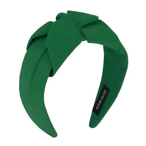 Top Knot Headband for Women Green Non Slip Fashion Wide Knotted Headbands Hair Accessories for Women Girls