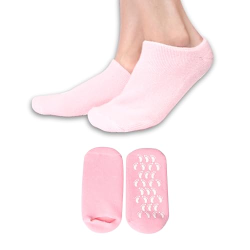 Moisturizing Socks for Dry Cracked Feet Women and Men Hydrating Gel Spa Sock Foot Moisturizer During Overnight (1 Pair (Pink))