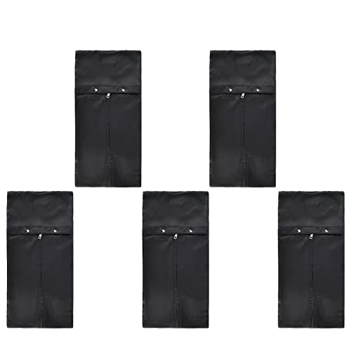 5 Pieces Satin Wigs Storage Bag Hair Extensions Holder Hairpieces Ponytail Bundles Carrier Case with Zipper Folding Hanging Protector Pouch for Travel Daily Use (Black)