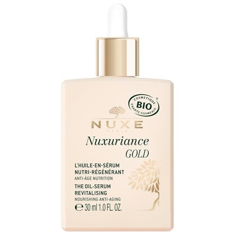 NUXE Nuxuriance Gold Nutra-Revitalising Oil-Serum, Age-Defying Hydration and Nourishment with Rice Extract and Botanical Oils, Illuminates, Firms Aging Skin, 1 Fl Oz