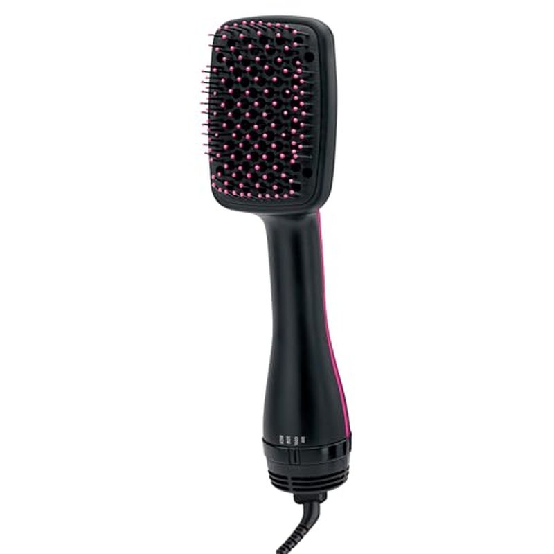 REVLON One-Step Hair Dryer and Styler, All-in-One Detangling and Straightener Brush for Salon-Quality Smooth, Straight Hair, More Shine and Less Frizz, Black