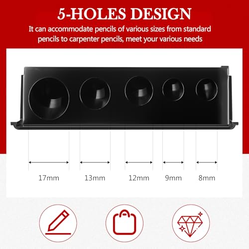 Honoson 2 Pcs 5 Hole Cosmetic Long Point Manual Pencil Sharpener with Plastic Lid Makeup Eyeliner Pencil Sharpener(Black)