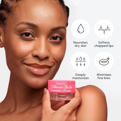 MAREE Lip Mask Overnight - Lip Moisturizer For Very Dry Lips - Hydrating Lip Butter Balm with Hyaluronic Acid & Collagen - Overnight Lip Treatment - Lip Sleeping Mask Repair - Hidratante de Labios