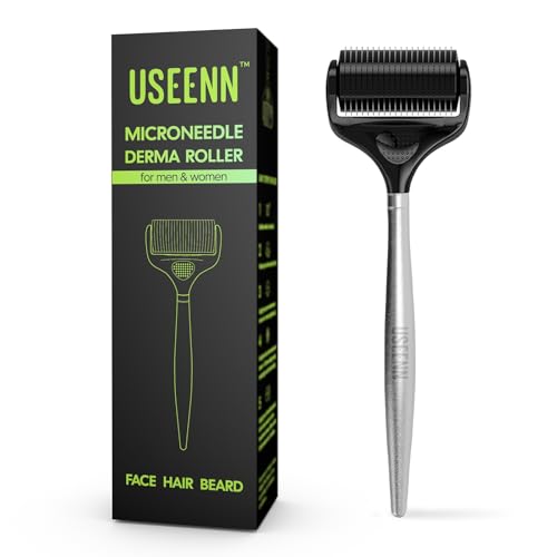 Ultra Wide Titanium Derma Roller for Face Hair Beard Scalp Skin Body Metal Handle 1200 Microneedling roller for Women and Men 0.25mm