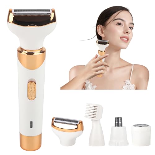 Electric Razor for Women Men,4 in 1 Painless Ladies Wet & Dry Body Razors and Facial Hair Remover, Rechargeable Painless Hair Removal Kit for Nose Face Body Leg Bikini Arm Hair