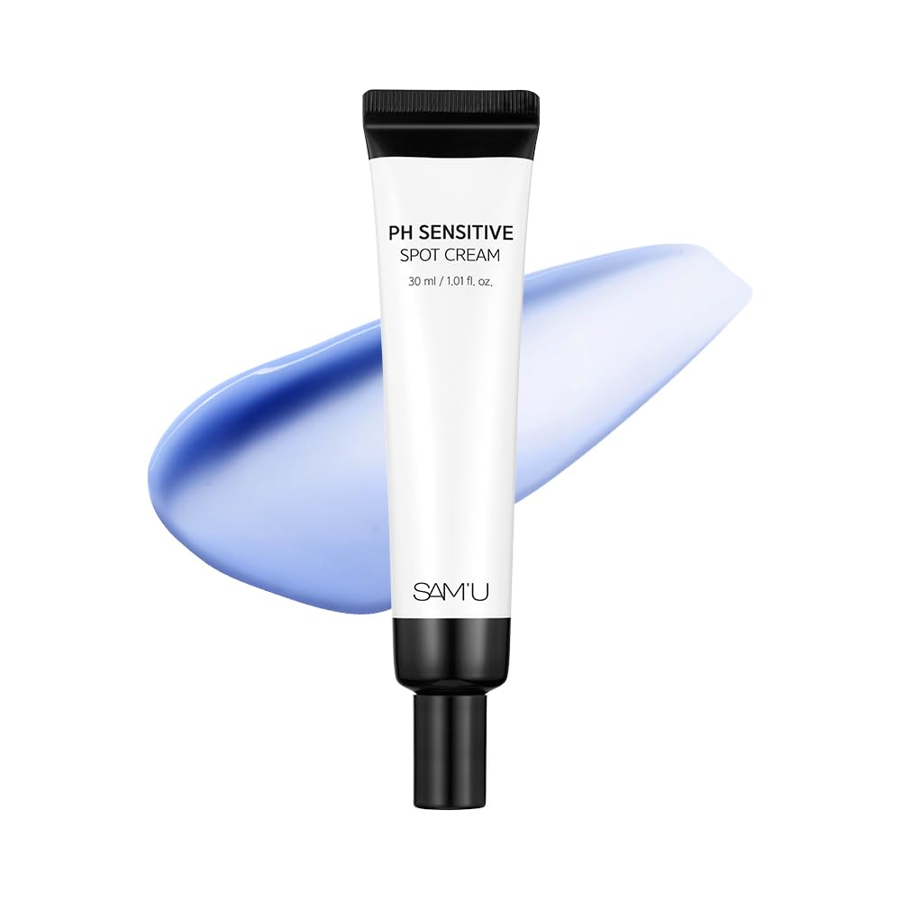 SAM’U PH Sensitive Spot Cream – Redness Reducing Blue Cream with Guaiazulene, Ceramides & Peptides for Redness Relief and Post-Blemish Recovery – Korean Face Moisturizer 30ml / 1.01 fl.oz