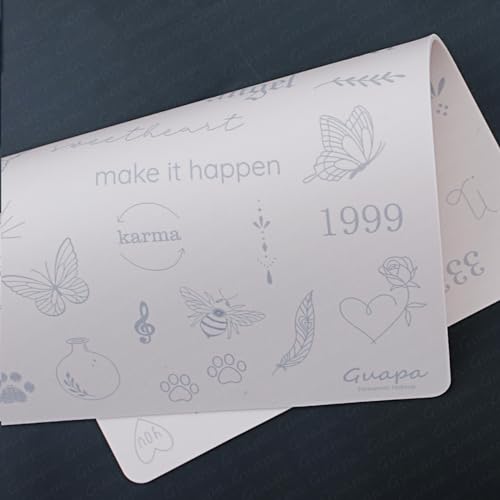 Guapa 3pcs Tiny Tattoo Practice Skin over 80 Unique Stencil Designs Realistic Replication Tattoo Stencil Designs for Real Tattoos (Pink Sheet)