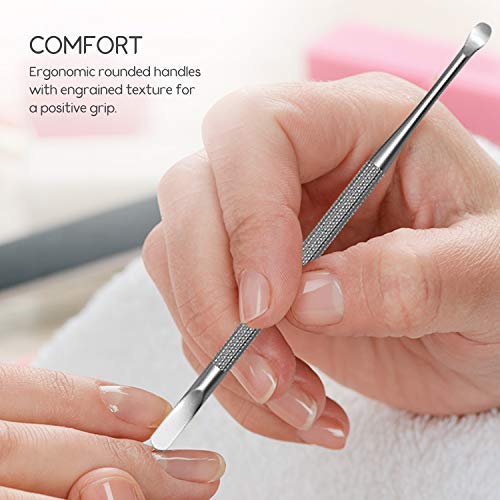 Professional Cuticle Pusher and Spoon Nail Cleaner | Dual Sided Stainless Steel Pusher and Nail Cleaner | For Nail And Cuticle Care | by Sterling Beauty Tools