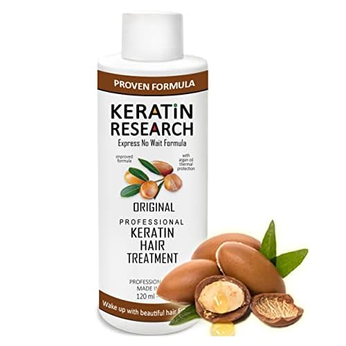 KERATIN RESEARCH Brazilian Keratin Hair Straightening and Smoothing Blowout Treatment Professional Organic Results shiny Hair with Natural look Queratina Keratina (4 OZ Original)