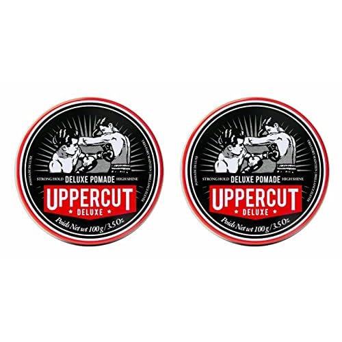 Uppercut Deluxe Pomade for Men, 3.5 oz/100g (2-PACK) ? Strong Hold, High Shine Hair Pomade ? Water-Based, Easy Washout ? Classic Barber Styling for Slick Backs, Side Parts & Pompadours