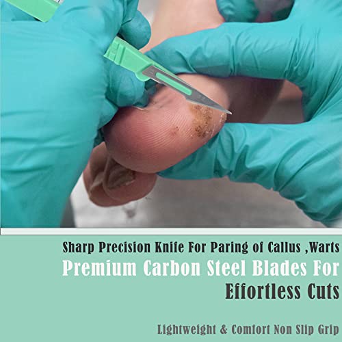 Disposable Sterile Scalpel #11, Podiatry & Professional Corn Callous Knife, Precision Carbon-Steel Blades with Plastic Handle - Individual Pouches - Podiatry Pedicure, Wart Removal & More - Box of 10