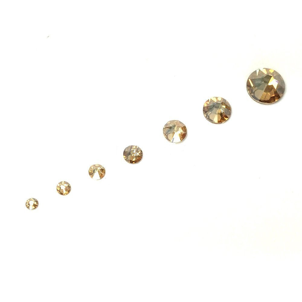 CRYSTAL GOLDEN SHADOW (001 GSHA) 144 pcs 2058/2088 SWAROVSKI Flatbacks rhinestones nail art mixed with Sizes ss5, ss7, ss9, ss12, ss16, ss20, ss30