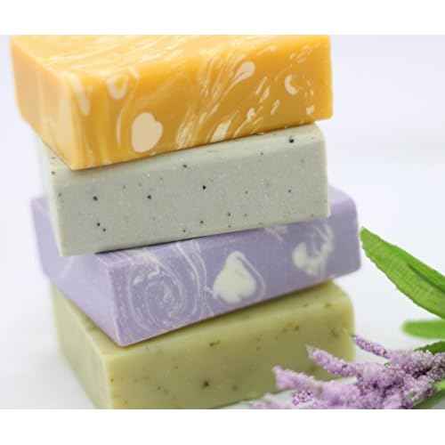 Organic Luxury Handmade 4 Bar Soap Gift Set by KEOMI NATURALS - Gift Boxed & Ready to Give - PAMPER THEM w/LUXURY WHILE LIFTING THEIR SPIRITS