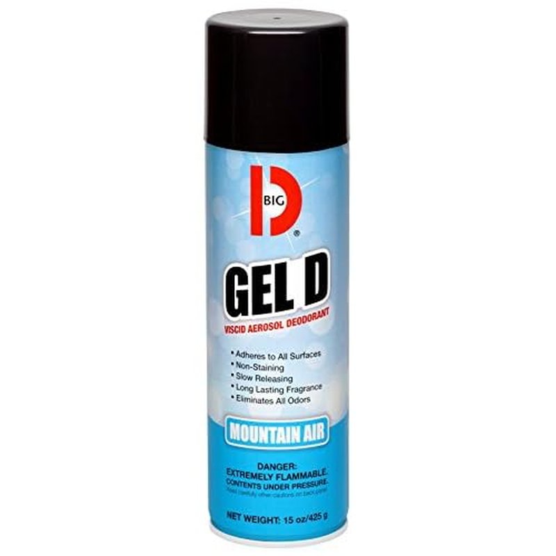 Big D 070 Gel D Viscid Aerosol Deodorant, Mountain Air Fragrance, 15 oz (Pack of 12) - Adheres to Hard, nonporous Surfaces for Slow Releasing Odor Control - Use in Trash cans, dumpsters, lockers