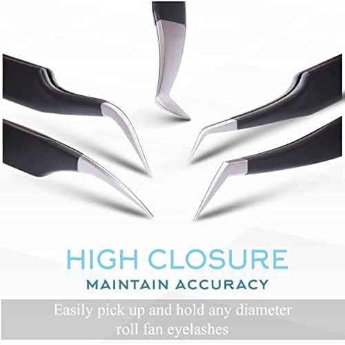 SIVOTE Eyelash Extension Tweezers for Classic & Volume Lashes, 5-Pack, Black